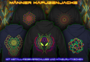 Herren Kapuzenjacken mit Schwarzlicht-neon Farbdruck