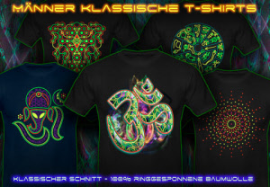 Klassische mit Schwarzlicht Neon Leuchtfarben T-Shirt für Herren