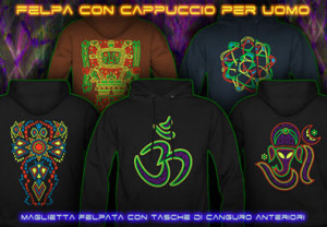 Felpa cappuccio uomo con luce nera reattiva colore neon