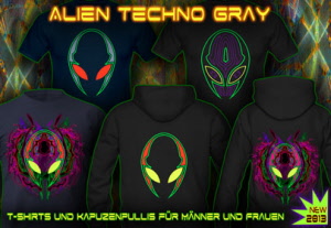 Grauer Alien Tekno: T-Shirts und Kapuzenpullis