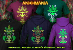 Ankhmania: T-Shirts und Kapuzen Pullover mit einem Schwarzlicht re-aktiven neon Farben Druck 