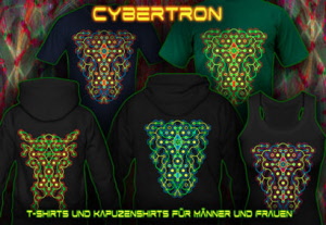 Cybertron: T-Shirts, Pullover und Kapuzenjacken mit einem Schwarz-Licht re-aktiven neon Farben Druck