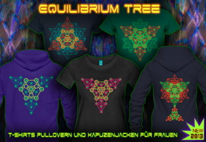 Equilibrium: T-Shirts, Kapuzenpullover und Jacken mit einem Schwarz-Licht re-aktiven neon Farbdruck für Frauen