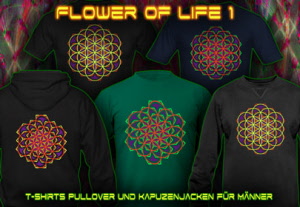 Flower of Life [1]: T-Shirts, Tops. Pullover und Jacken mit einem neon Farbdruck für Männer.