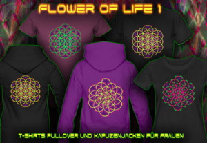 Lebensblume - Flower of Life [1] T-shirts und Kapuzenpullis mit neon Farbdruck für Damen 