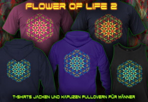 Flower of Life [2]: T-Shirts, Tops. Pullover und Jacken mit einem neon Farbdruck für Herren