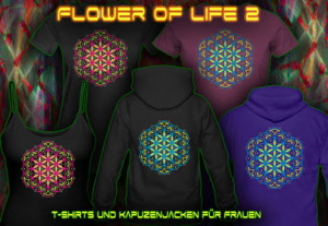 Flower of Life [2]: T-Shirts und Kapuzen Pullover mit neon Farbdruck für Frauen.