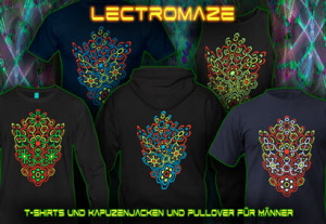 Lectromaze für Herren. Neon Farben Psytrance und Techno T-Shirts