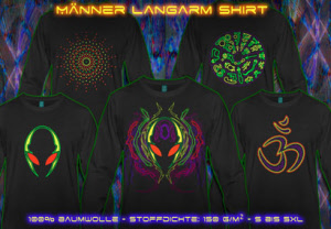 Langarm-Shirt mit einem schwarzen Licht reaktive neon Druck für Herren