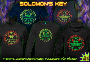 Key of Solomon, techno und psytrance t-shirt mit neon farben für herren