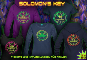 Key of Solomon, techno und psytrance t-shirt mit neon farbdruck für frauen