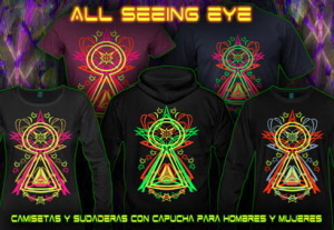 Ojo Ver Todo: camisetas y sudaderas capucha con luz negro reactiva colores de neón