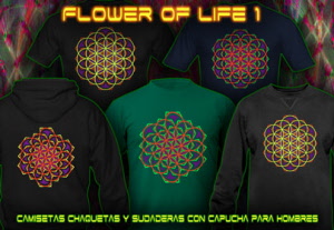 Flower of Life [1] Camisas y sudaderas con capucha de colores neón para los hombres