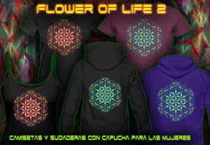 Flower of Life [2] Camisas y sudaderas con capucha de colores neón de las mujeres  