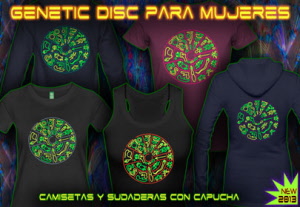 Disco genética: Camisetas e Sudader con una impresión en color neón negro para las mujeres