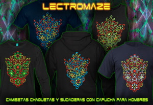 Lectromaze para hombres, psytrance y techno camisetas con colores de neón 