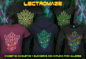 Lectromaze para mujer, colores de neón camiseta psytrance y techno