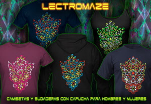 Psywear-604 Lectromaze: psytrance y techno camisetas y sudaderas capucha con luz negro reactiva colores de neón