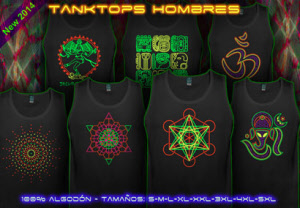 hombres tank-tops con una luz negro neón reactiva impresión de color neon