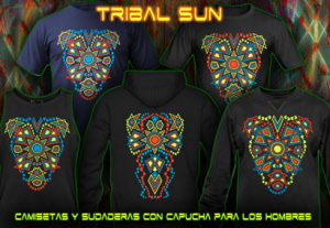 Camisetas Tops y sudaderas con capucha techno y psytrance con colores de neón para los hombres