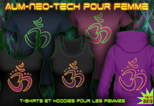 Aum Neo Tech: T-shirts et Hoodies avec une impression couleur néon pour femmes.