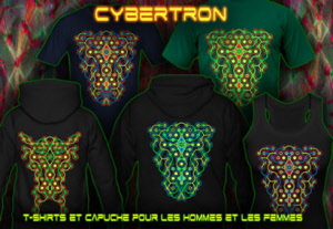 Cybertron: tee shirts et vestes à capuche avec lumière noire réactive couleurs au néon