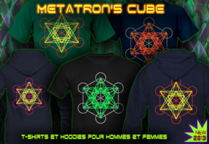 Chemises et hoodies cube de métatron avec Impression couleur néon 