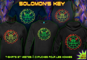 Key of Solomon, tee shirt techno et psytrance avec couleurs au néon pour homme