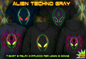 Gray Alien Techno: t-shirts e felpe cappuccio