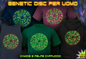 Disco genetico: (Genetic Disc): Camicie Tops Giacche e felpe con cappuccio di colori neon per gli uomini 