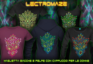 Lectromaze per donne, colori neon maglietta psytrance e techno