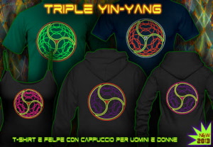 Triple Yin Yang (Ruota del Gioa) camicie, top e felpe con cappuccio