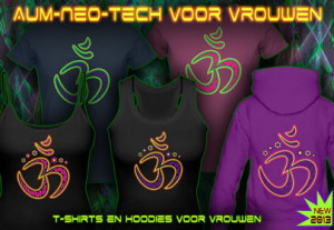 Aum Neo Tech: T-Shirts en Hoodies met een neon kleurendruk voor Vrouwen. 