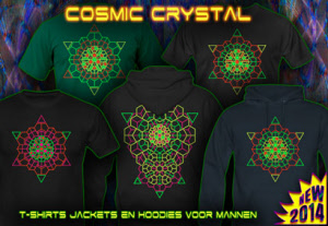 Kosmische t-shirts en hoodies Crystal Techno met een zwart licht neon kleur druk voor mannen