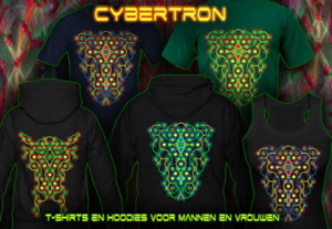 Cybertron: t-shirts jackets en hoodies met zwart licht reactieve neon kleuren