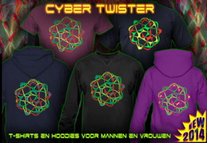 Cyber Twister: T-shirts en hoodies met neon print voor mannen en vrouwen