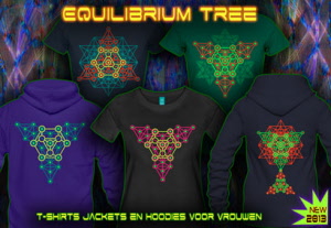 Equilibrium: techno t-shirts jackets en hoodies met zwart licht reactieve neon kleuren voor vrouwen