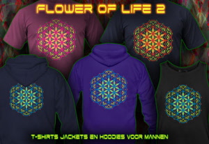 Flower of life T-shirts en Hoodies met neon zwart licht opdruk