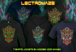 Lectromaze voor mannen, neon kleuren psytrance en techno t-shirts