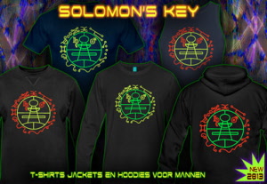 Key of Solomon, techno en psytrance t-shirt met neon kleuren voor heren