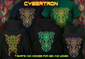 Cybertron:  t-skjorta och huvtröjor med svart ljus reaktiv neon färger 