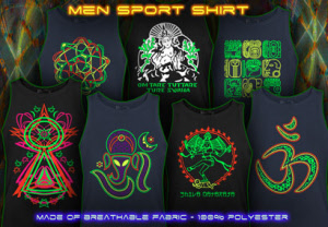 Mens sportshirt with black light reactive neon colors