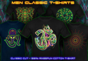 Classic T-Shirts for Men with black-light reactive neon colors