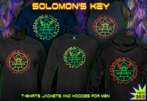 Solomons Key: Psytrance and  techno t-shirts with a neon color print for men