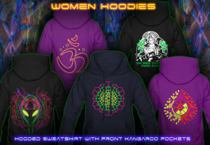 Womens Hoodies with black-light neon color print