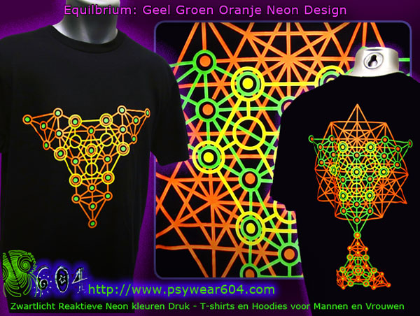 Equilibrium T-Shirts en Hoodies met een op zwart licht reagerende neon print