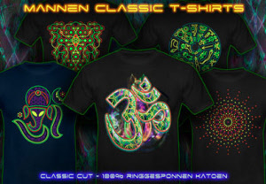 Psy trance t-shirts met zwart licht neon kleuren voor mannen