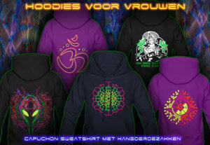 Dames Hoodies met uv zwart-licht neon kleurendruk