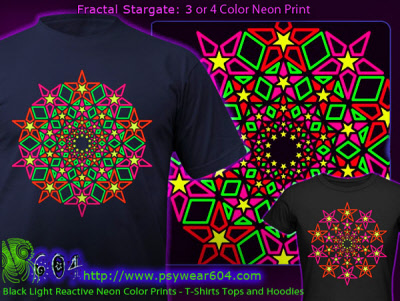 Fractal Stargate. Blacklight T-Shirts and Hoodies for Men and Women