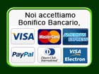 Opzioni di pagamento, Visa, Mastercard, Paypal. Accettiamo il trasferimento bancario